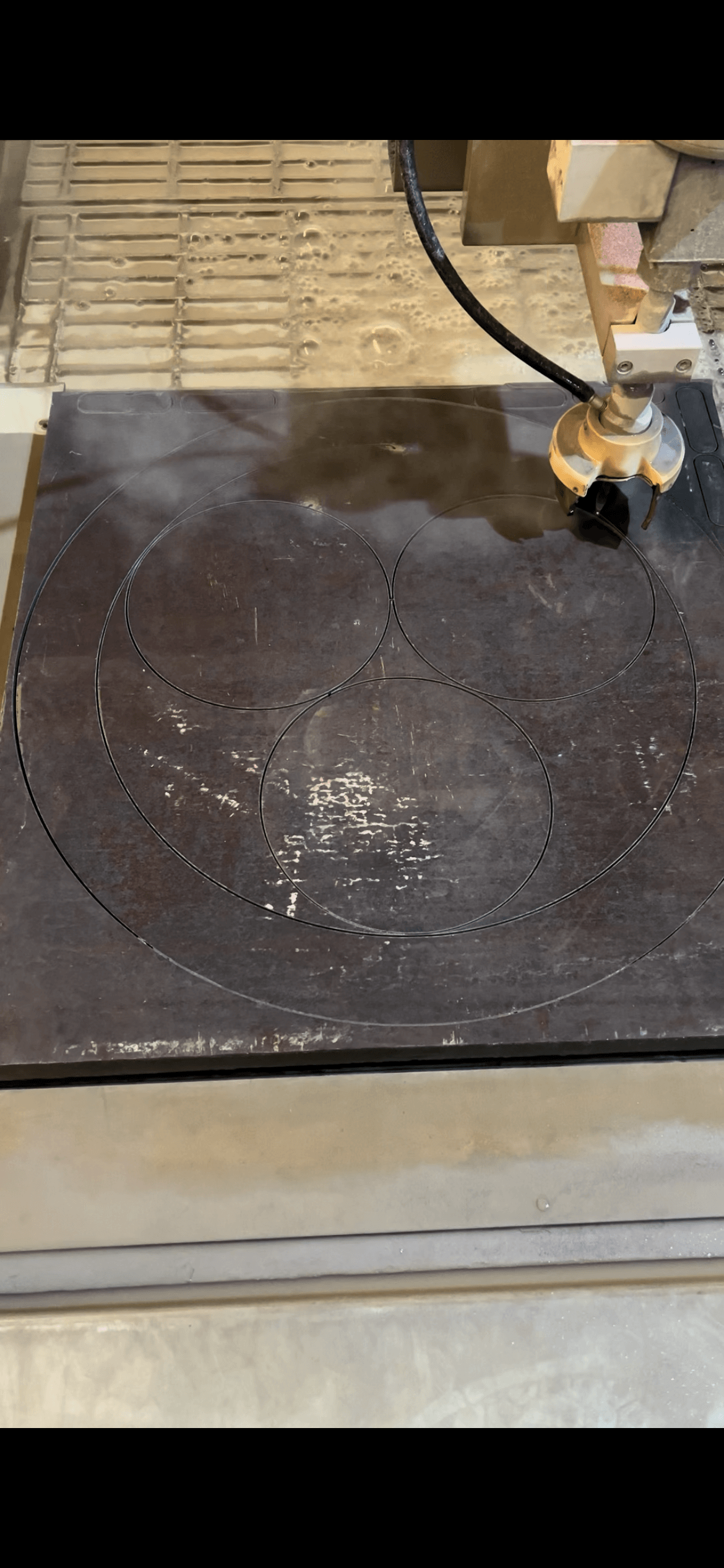 Water jet cutting work