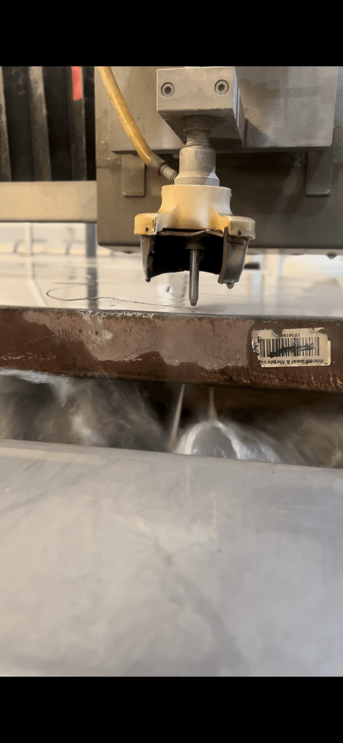 Water jet cutting work