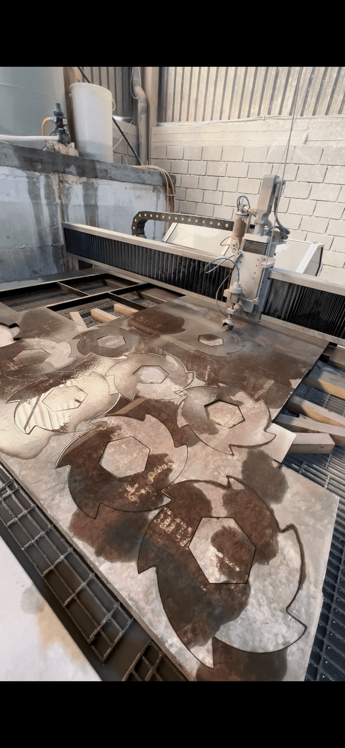 Water jet cutting work