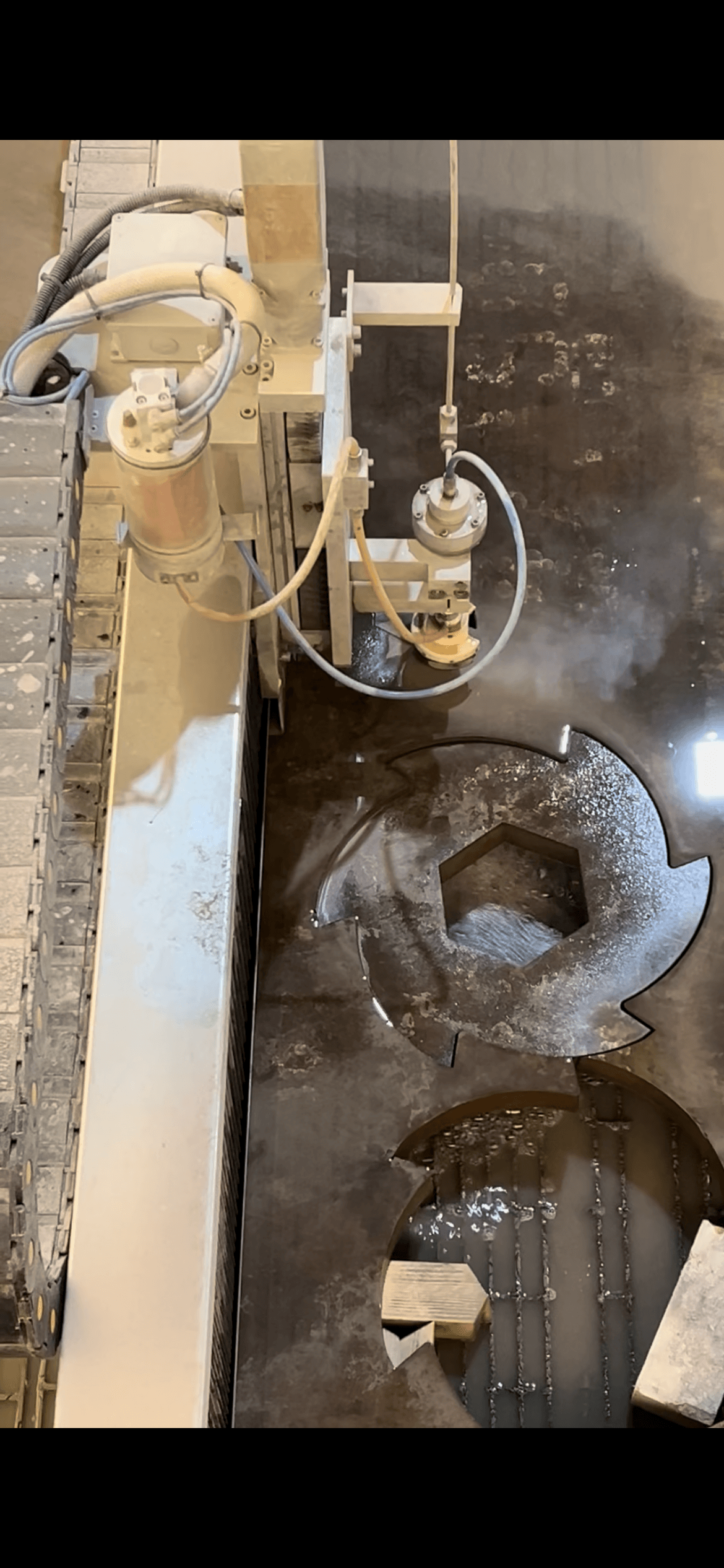 Water jet cutting work