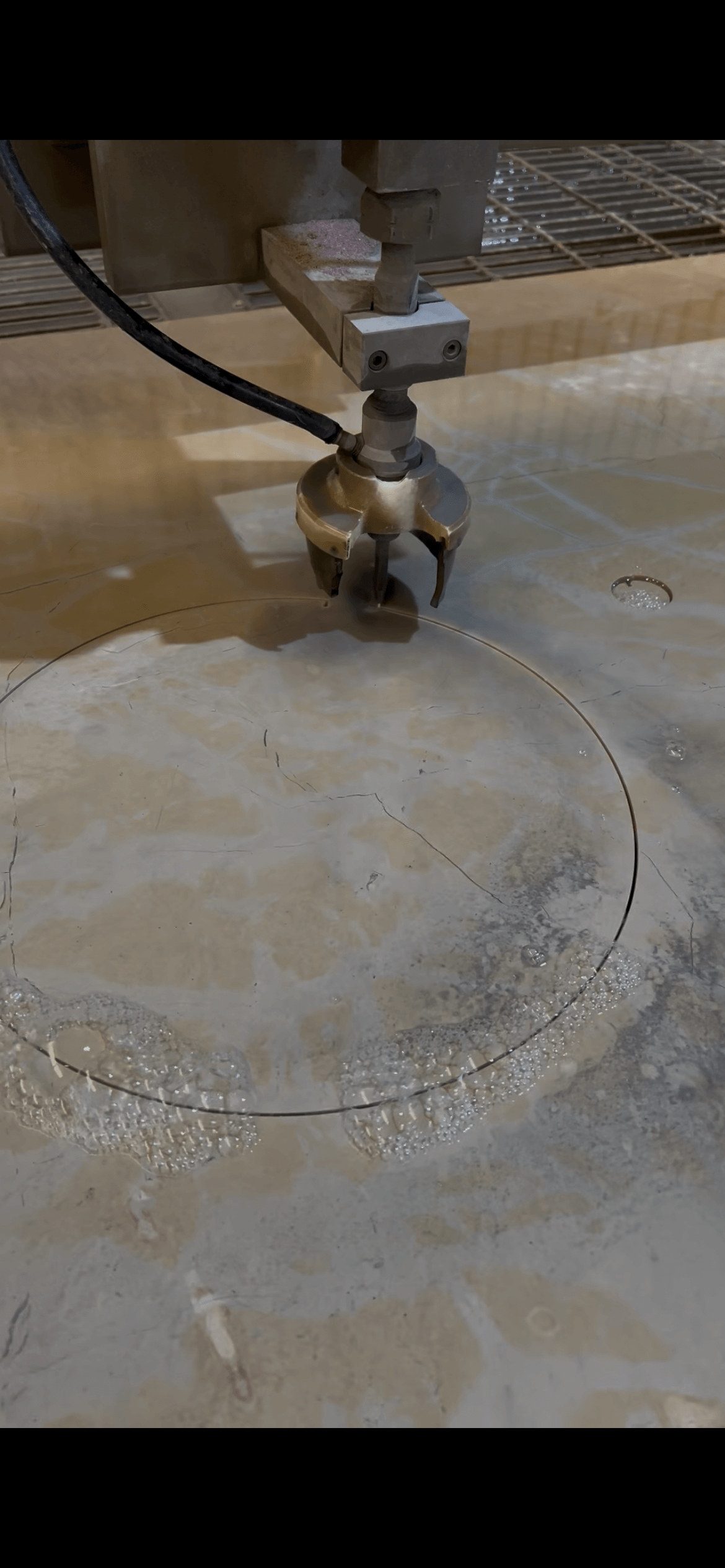 Water jet cutting work